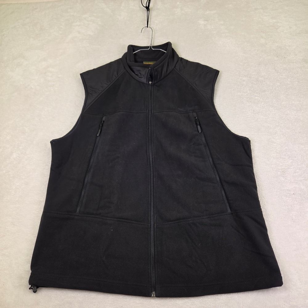 Timberland Mens XL Black Fleece Full Zip Vest Mock Neck Outdoor Gorpcore 4547